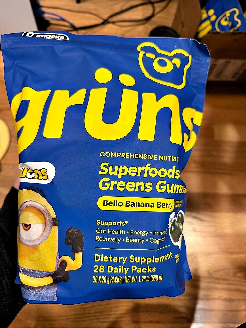 Gruns Bello Banana Berry Minion Sugar Free Flavor 28 Pack BRAND NEW SEALED!